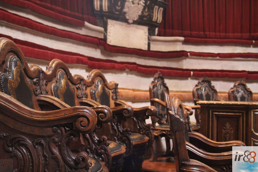 wooden seats of the Anatomical Amphitheater of Barcelona